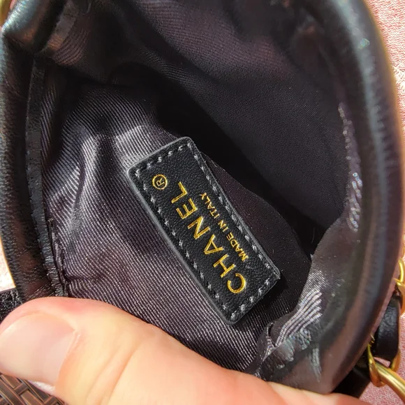 Black Quilted Mini Bag with Gold Accents - Picture 3 of 9